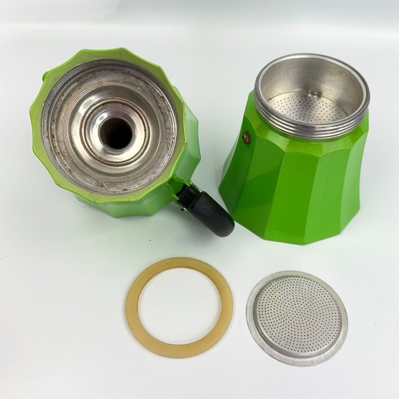 Vintage Gnali & Zani Green Aluminum Stovetop Moka Pot Espresso Maker Italy - Picture 11 of 13